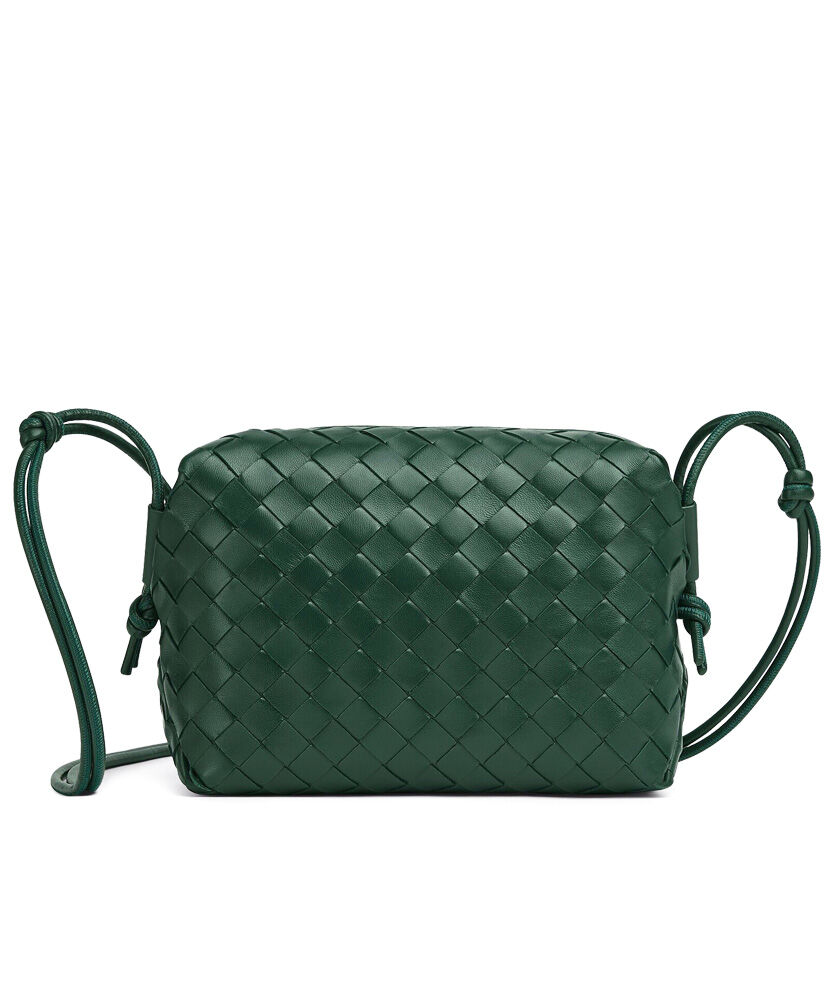 Bottega Veneta Loop Small Intrecciato Leather Cross Body Bag Green